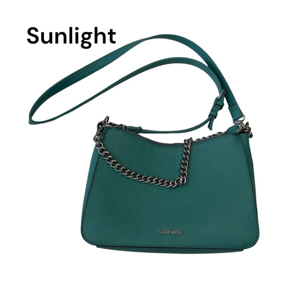 Nine West Women Water Green Double Zip Crossbody Bag-Casual -Colorful - Picture 1 of 10